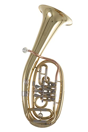 Roy Benson Bb-Tenorhorn TH-201 (Premium Kompaktmodell, mit Ø 24 cm Messing Schallstück, langlebigem Goldmessing Mundrohr, Neusilber Zügen, in lackiertem Finish, inkl. leichtem Formetui)